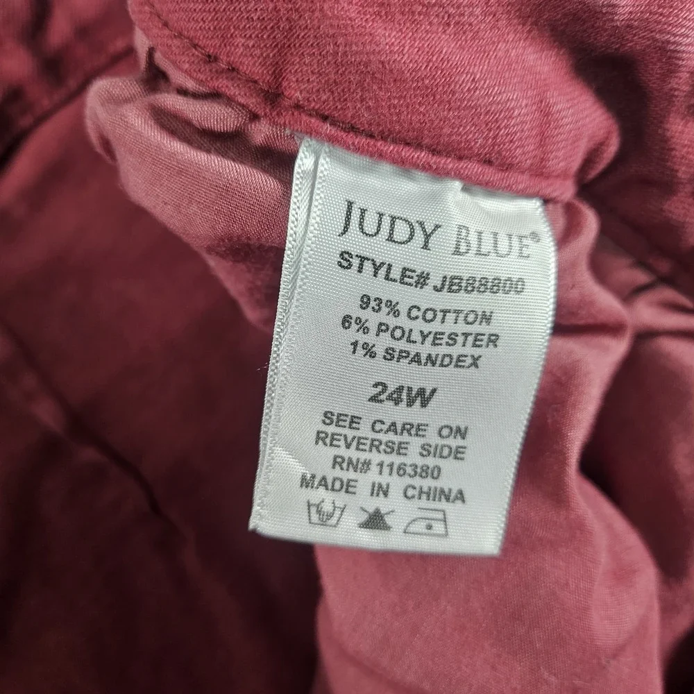 Judy Blue High Rise Seam Straight Jeans Womens 24W Burgundy Denim Preppy‎ Casual - Picture 6 of 16